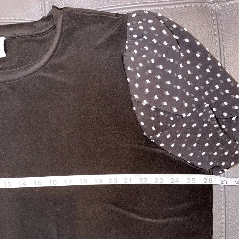 Anne Klein Flutter Sleeve Top Black Polka Dot Mesh Women 3X
